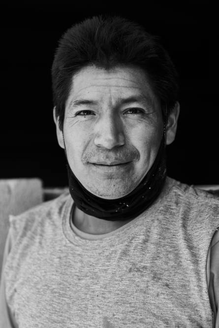 Portrait of an Ecuadorian man on a construction site